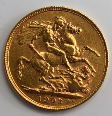 Lot 334 - A Edward VII full gold sovereign, dated 1903.