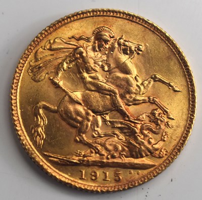 Lot 313 - A George V full gold sovereign, dated 1915.