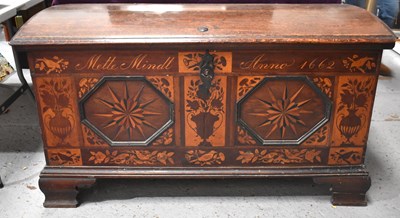 Lot 664 - An 18th century oak domed topped chest of...