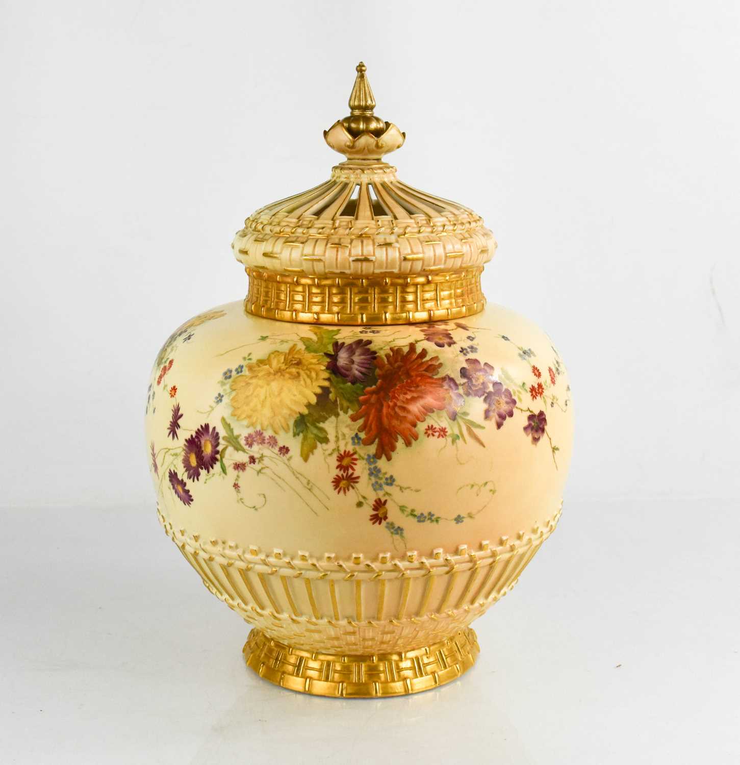 Lot 22 - A Royal Worcester pot pourri vase and cover,...