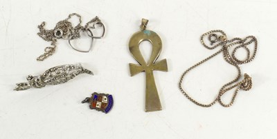 Lot 190 - A silver Coptic cross pendant and chain, a...