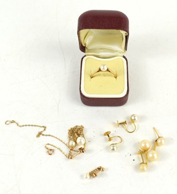 Lot 240 - A group of 9ct gold and pearl jewellery,...