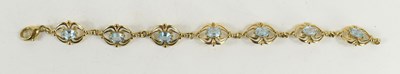 Lot 136 - An Art Nouveau style 9ct gold and aquamarine...