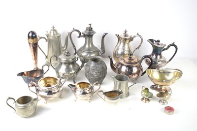 Lot 175 - A quantity of pewter and silver plate to...