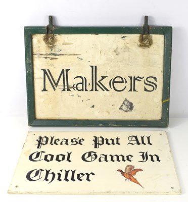 Lot 63 - Two vintage wooden signs, "Please put all cool...