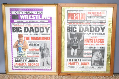 Lot 66 - Two vintage framed and glazed wrestling...