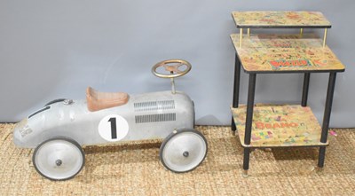 Lot 25 - A vintage side table decoupaged with Beezer...