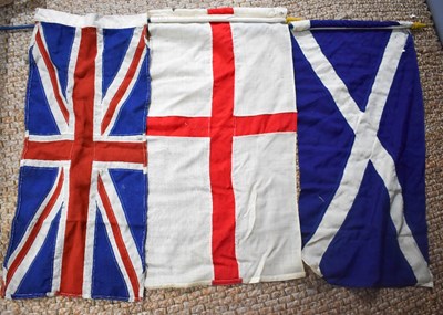 Lot 196 - Three vintage flags representing Great Britain,...