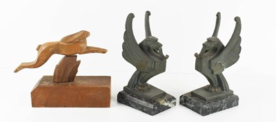 Lot 347 - A pair of Art Deco bronze patinated metal...