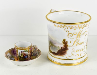 Lot 251 - A 19th century Dresden porcelain mug, hand...