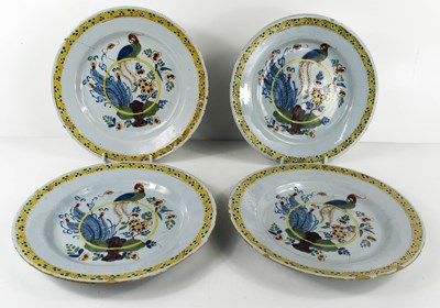 Lot 181 - A set of four 19th century tin glazed...