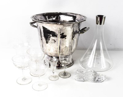 Lot 168 - A silver plated wine cooler with twin handles,...