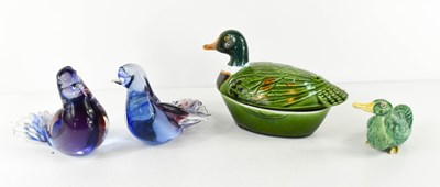 Lot 201 - Two Murano Glass birds, signed indistinctly,...