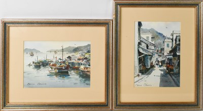 Lot 288 - Chin Chung (20th century): Street Scene and...