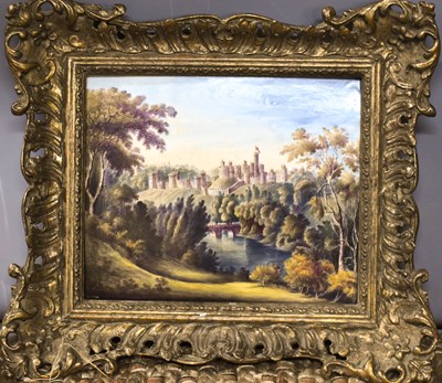 Lot 308 - A 19th century oil on porcelain plaque,...