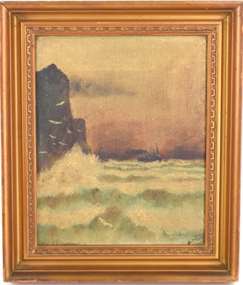 Lot 300 - A 19th century oil on canvas of a steam ship...