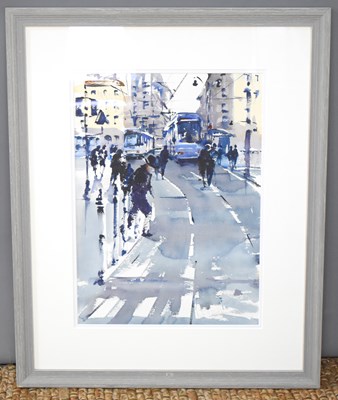 Lot 301 - Trevor Lingard (b.1952) watercolour street...