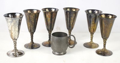 Lot 372 - A set of six silver plated goblets, with...