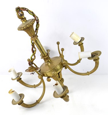 Lot 161 - A brass Dutch style six branch chandelier.