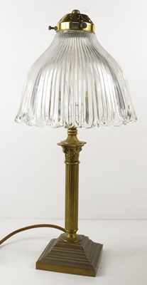 Lot 162 - An Edwardian brass stick table lamp, with...