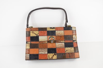 Lot 467 - A vintage snakeskin patch handbag.