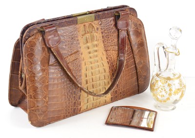 Lot 468 - A vintage crocodile handbag, together with a...