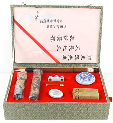 Lot 268 - A vintage Chinese calligraphy set.