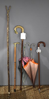 Lot 245 - A group of walking sticks including one...