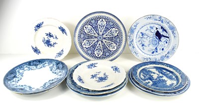 Lot 279 - A group of Victorian blue and white plates...