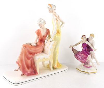 Lot 152 - An Art Deco Katzhutte porcelain figure group...