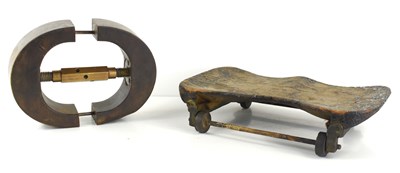 Lot 98 - A vintage wood and brass hat band stretcher...