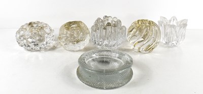 Lot 9 - Five pressed glass tealight holders, to...