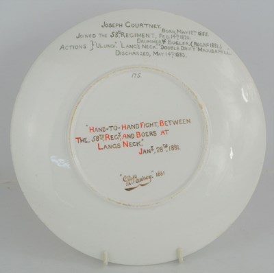 Lot 444 - A handpainted commemorative plate for the Boer...