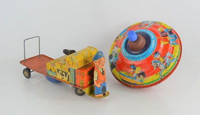 Lot 93 - A vintage Chad Valley tinplate spinning top...