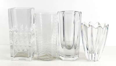 Lot 17 - Four glass / crystal vases, one Orrefors of...