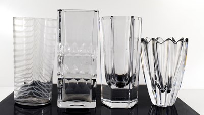 Lot 17 - Four glass / crystal vases, one Orrefors of...
