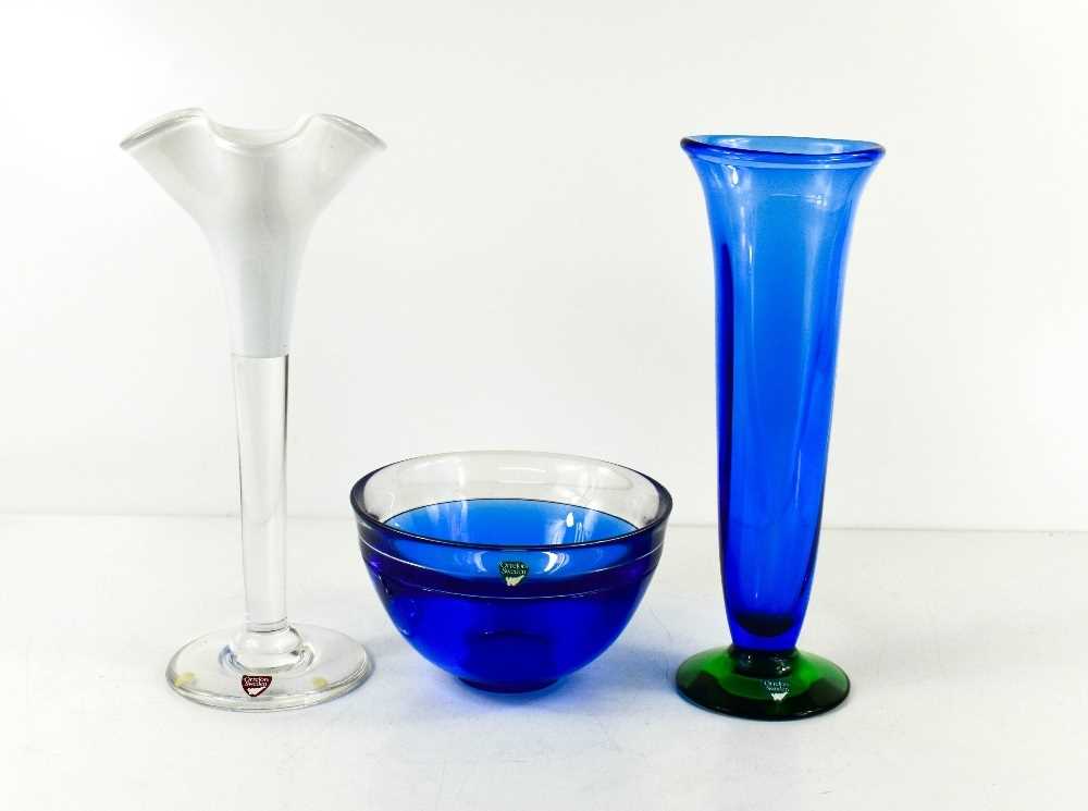 Lot 27 - Three pieces of Orrefors of Sweden glass, to...