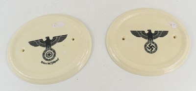 Lot 19 - Two German Wehrmacht porcelain plaques, 17.5cm...