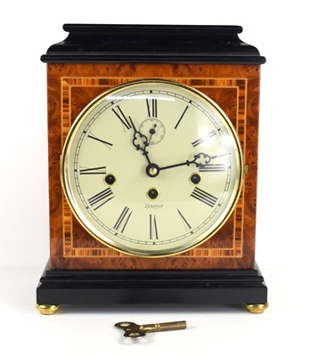 Lot 177 - A Kieninger burr walnut cased mantel clock...