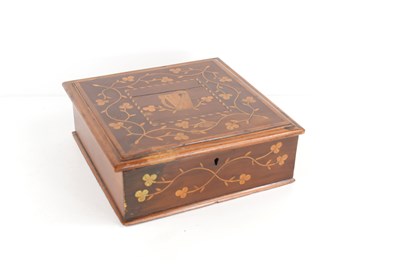 Lot 92 - A 19th century marquetry inlaid box, the lid...