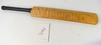 Lot 366 - Football ephemera: a cricket bat, signed by...