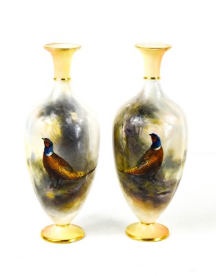 Lot 192 - A pair of Royal Worcester James Stinton vases,...