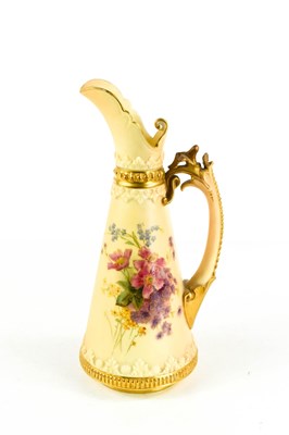 Lot 201 - A Royal Worcester ewer / jug, painted with...