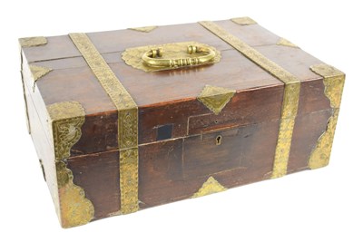 Lot 113 - An 18th century German brass bound deed box,...