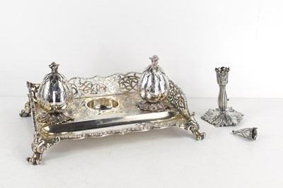 Lot 408 - A fine 19th century silver desk stand with a...