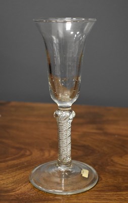 Lot 76 - A mid to late 18th century wine glass, with...