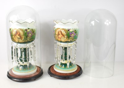 Lot 297 - A pair of Victorian glass lustres, within two...