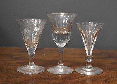 Lot 83 - A group of three Georgian wine glasses,...