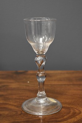 Lot 87 - A mid 18th century wine or cordial glass, the...