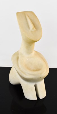 Lot 43 - A modernist white marble sculpture, seated...